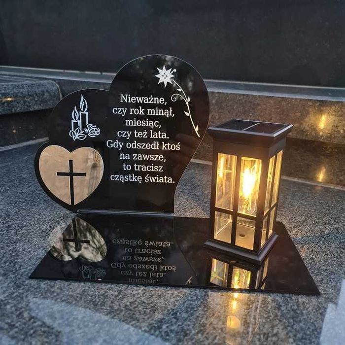 Solarny znicz led statuetka na cmentarz grób duża