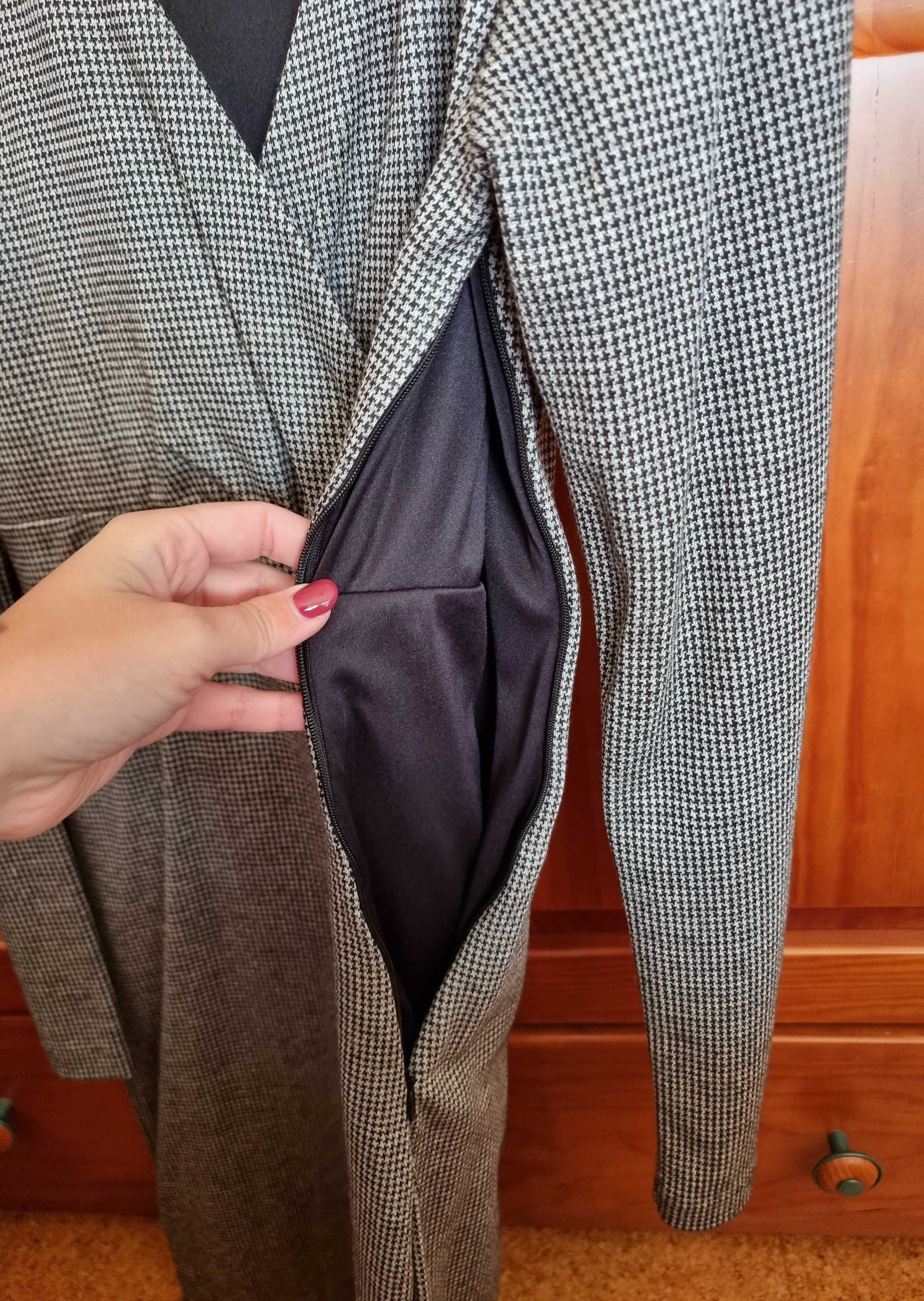 Vestido com padrão cinzento e preto Mango, tamanho XS - novo