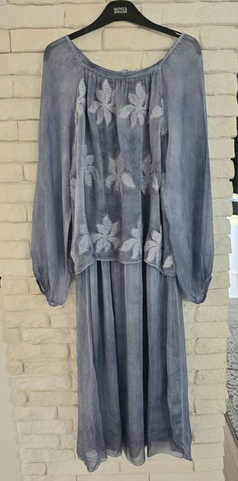 Przepiękna jedwabna haftowana cekiny plus size xxxl 46 48