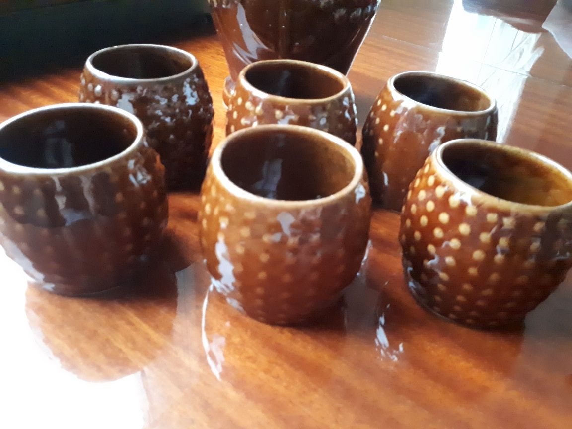 Zestaw ceramiczny Karafka z 6 kieliszkami Piast Bolesławiec