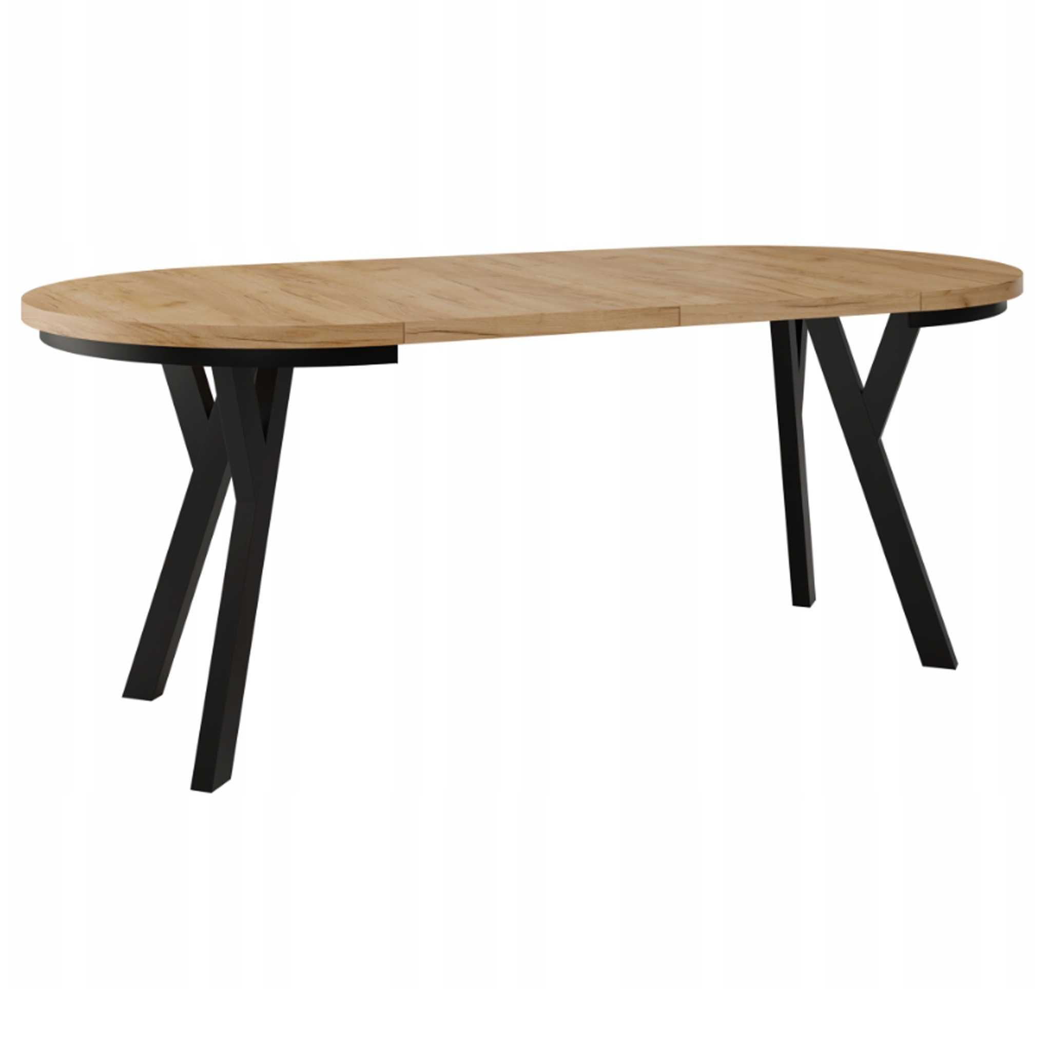 Stół okrągły 100 cm rozkładany do 200 cm dąb artisan+czarny