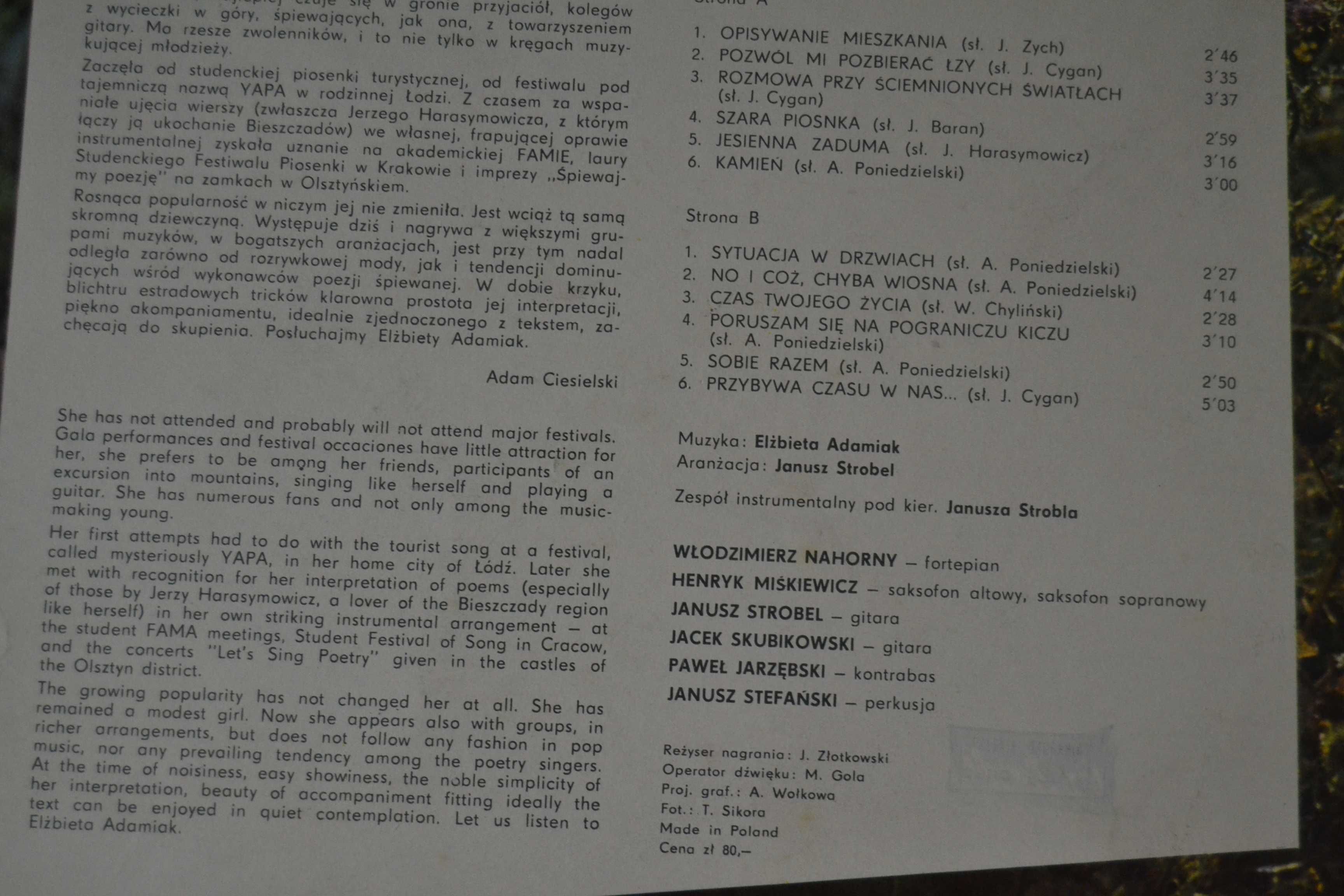 Elżbieta Adamiak płyta winylowa