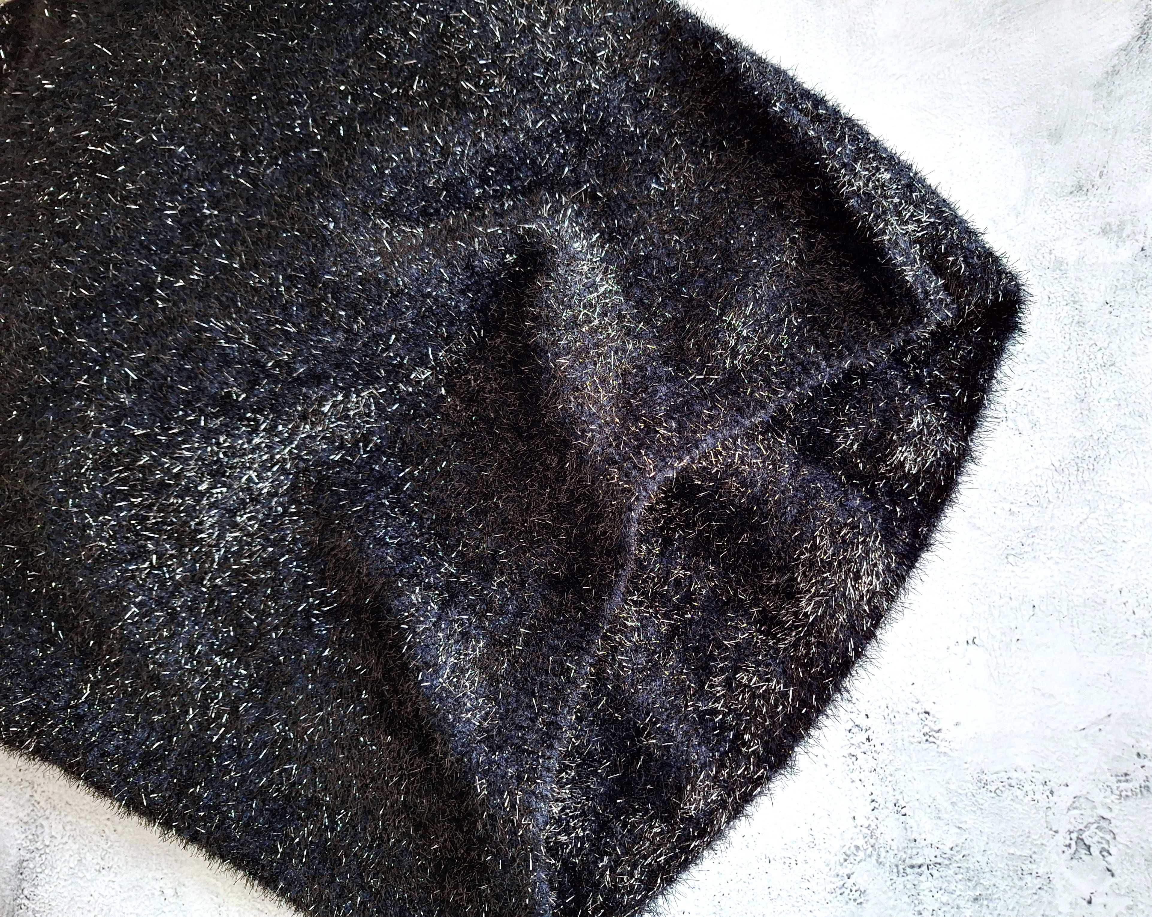 Granatowy Sweter z Nitką Metaliczną H&M Luźny Oversize