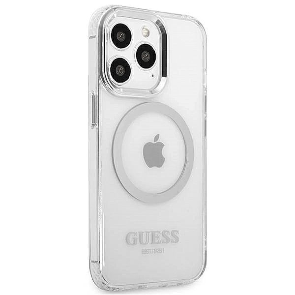 Etui Guess Metal Outline MagSafe na iPhone 13 Pro / iPhone 13 - srebrn