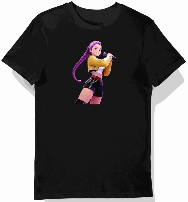 Koszulka dziecięca czarna K-Pop Hunter: postać z mikrofonem 128