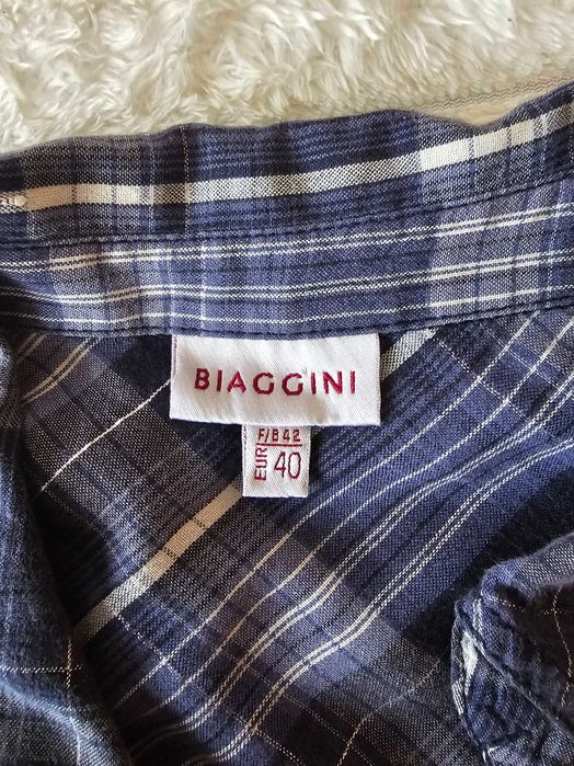 Camisa BIAGGINI Xadrez Azul e Branco - Tamanho 40 (M/L)