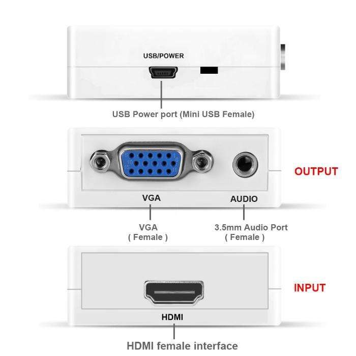 Конвертер переходник HDMI->VGA USB питание+звук HDMI2VGA T2 т2 ps3 ps4