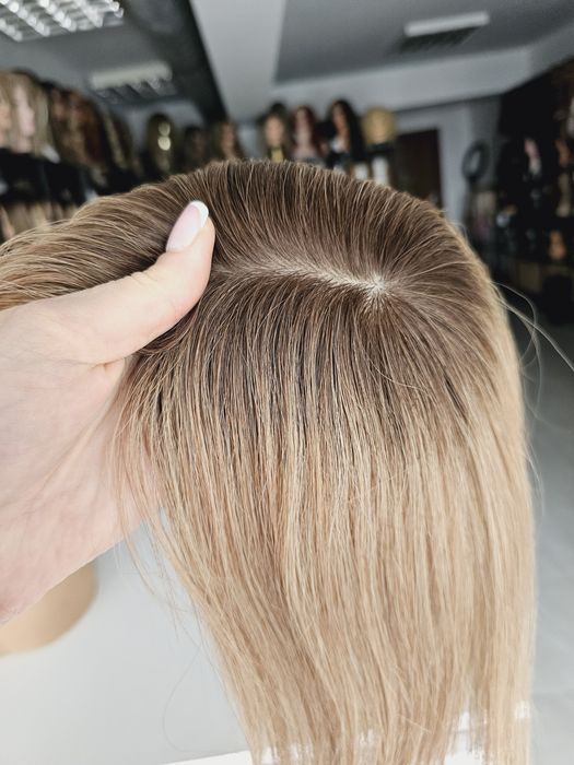 Topper uzupełnienie z włosów naturalnych mini Asia piaskowy blond 30cm