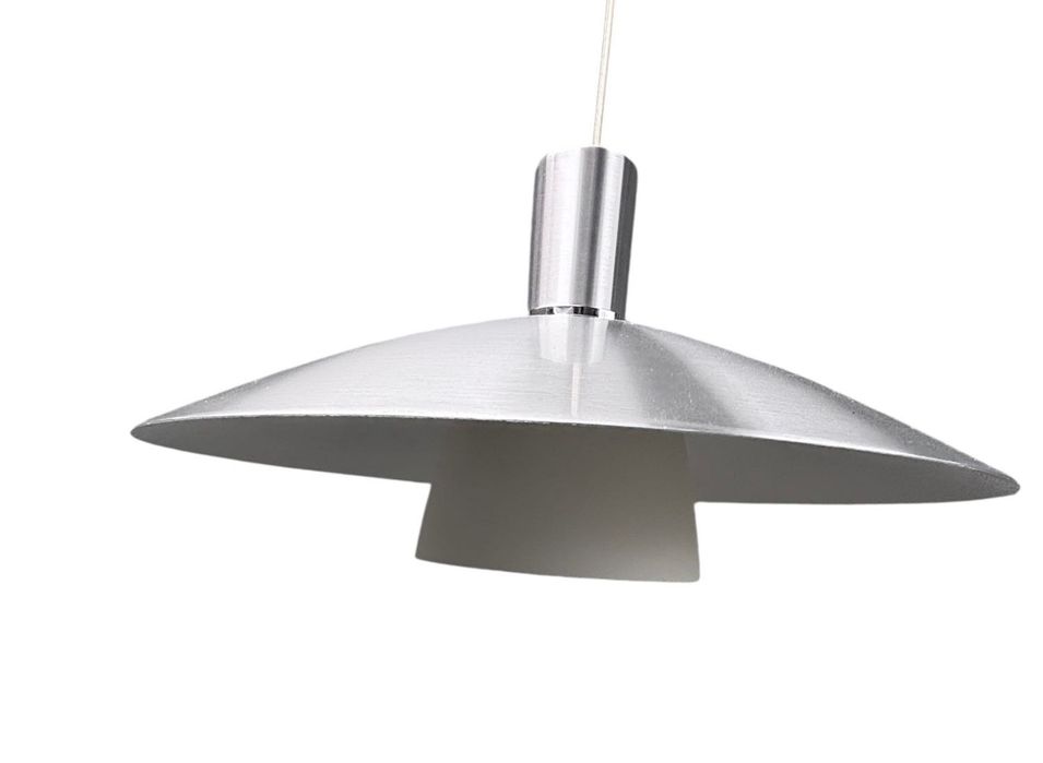 duńska lampa wisząca srebrna dania retro prl space Age