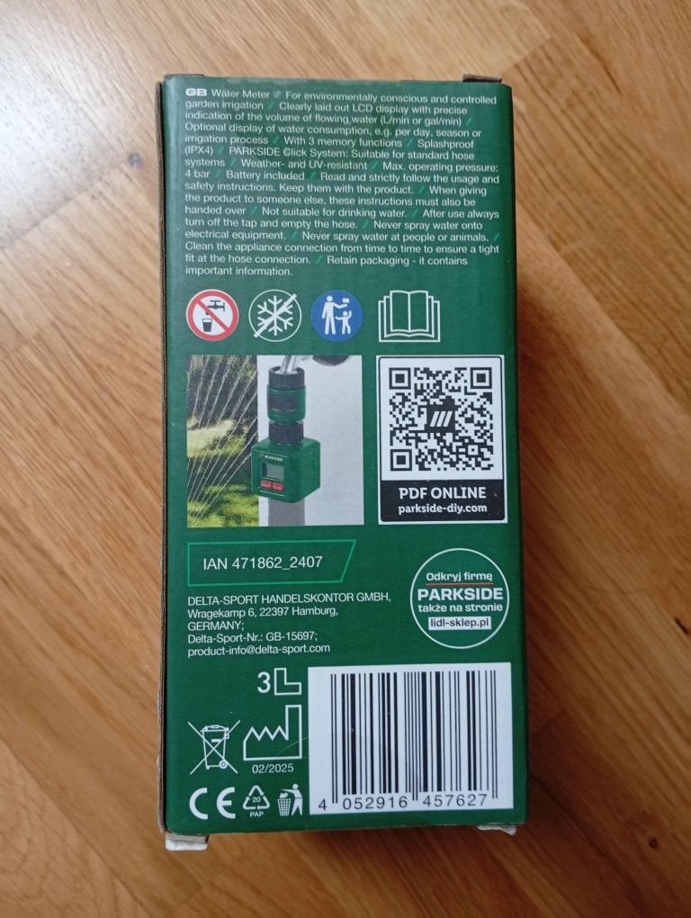 Wodomierz Parkside ogrodowy IPX4