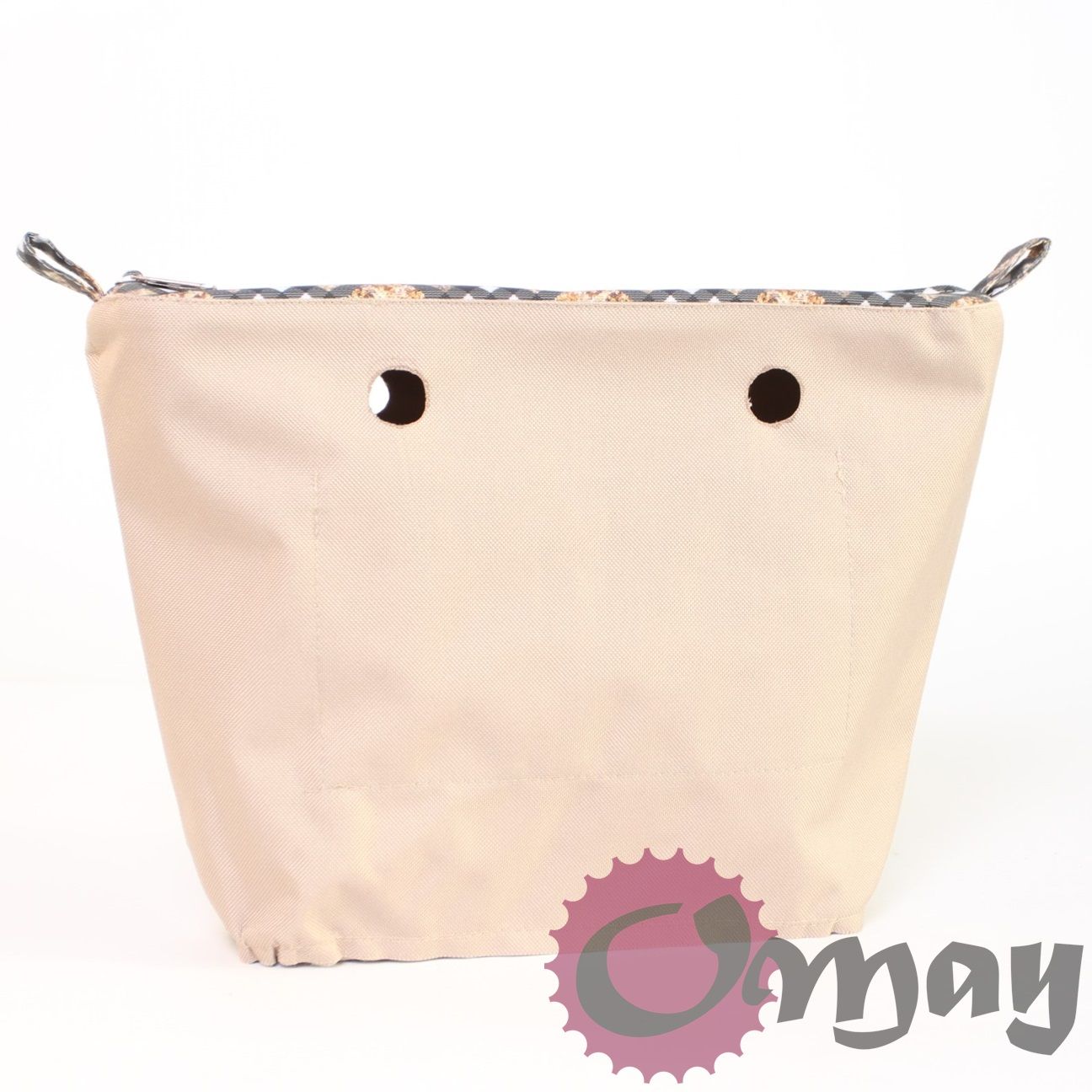piaskowy organizer do OBAG MINI krata beż czarny 2kieszenie wkład OMAY
