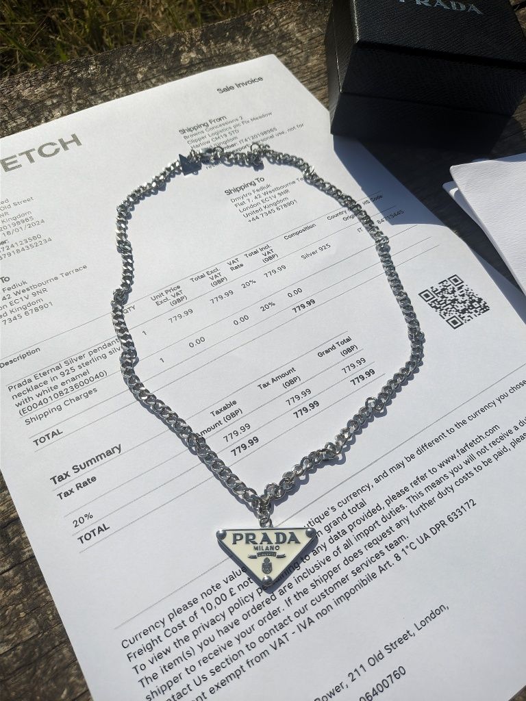 ОРИГІНАЛ! Підвіска Prada, срібло 925, цепочка прада, кольє, кулон
