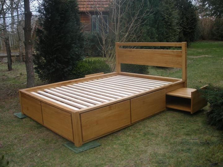 Łóżko dębowe 160x200 *ILONA* z szufladami LITE!