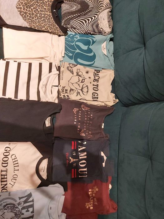 Zestaw 12x bluzka t-shirt długi rękaw hm 146-152