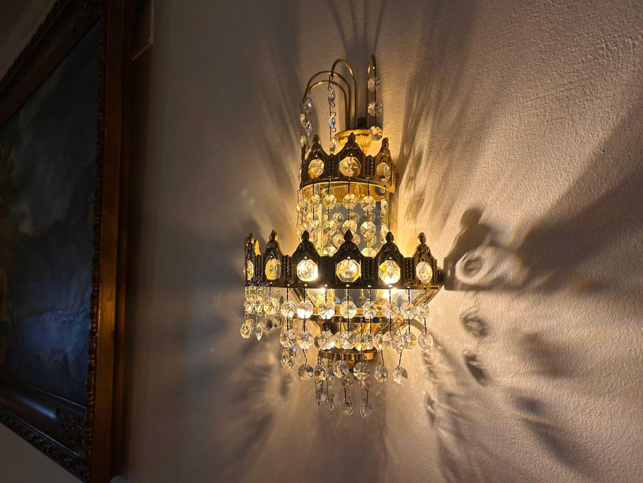 Par de apliques / candeeiros de parede em cristal