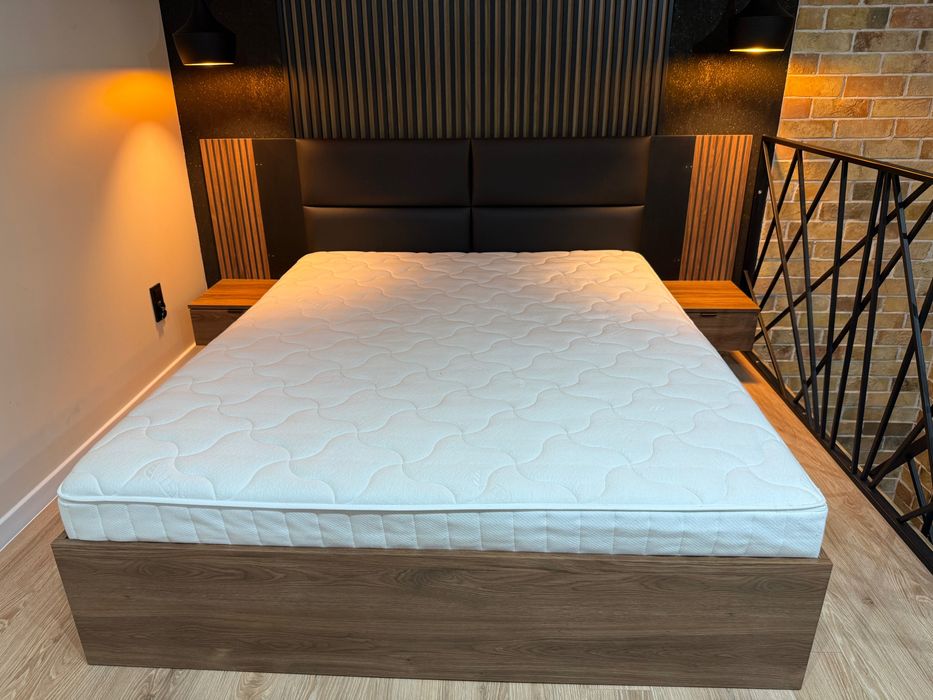 Łóżko sypialniane z szafkami i pojemnikiem model BOSTON z materacem