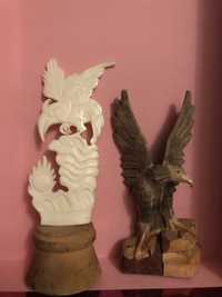 Figurki rzeźby prl orzeł jastrząb sokół drewno