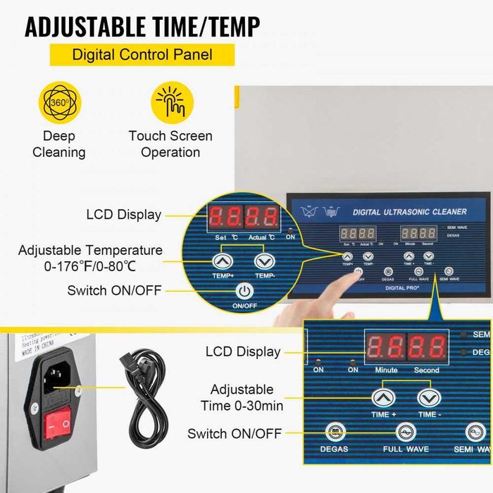 Máquina de limpeza ultrassónica VEVOR 30L (novo)