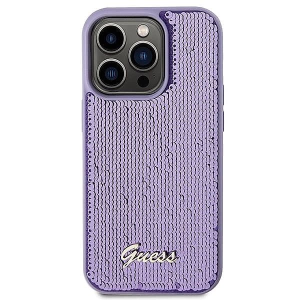 Etui Guess Sequin Script Metal na iPhone 15 Pro Max - fioletowe