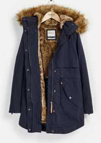 Parka London Lara Classic Parka z futrem oryginał xxs 32 xs 34 granat