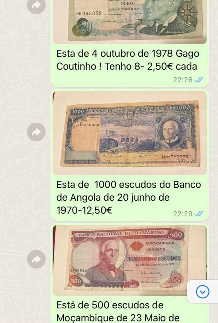 Vendo várias notas antigas