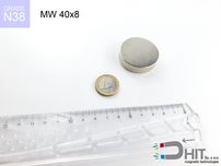 MW 40x8 [N38] magnes neodymowy klasy N52 1 szt.