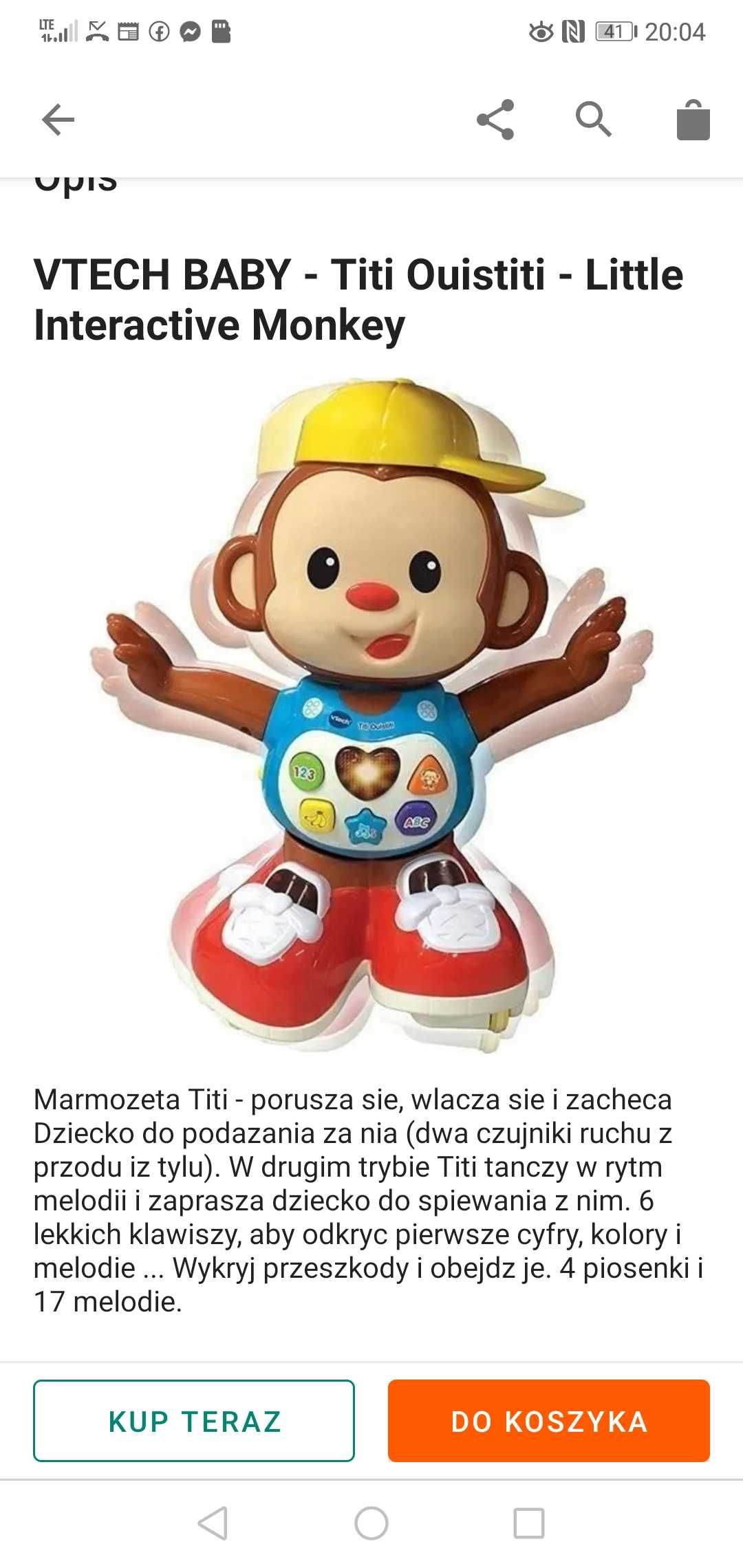 Małpka titi vtech śpiewa i jezdzi