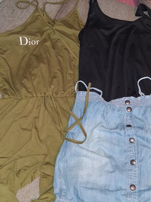 Zestaw ekskluzywnych bluzeczek letnich,spodni,kombinezonów rozm.M/L