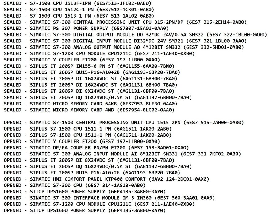 Equipamento industrial Siemens PLC CPUs Hmi Cartas Input Output