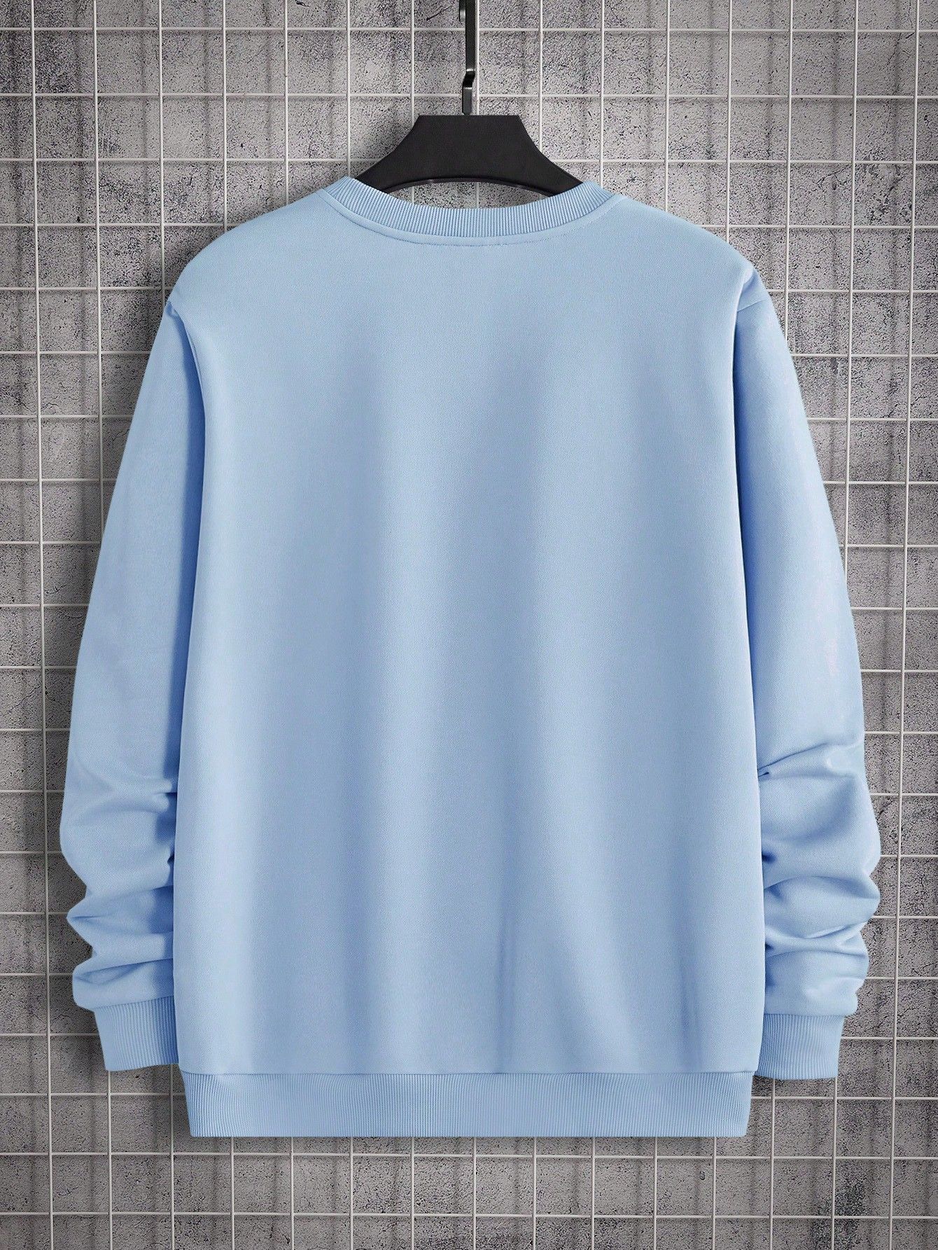 Bluza Męska Basic Luźna Prosta Niebieska Casual Shein L