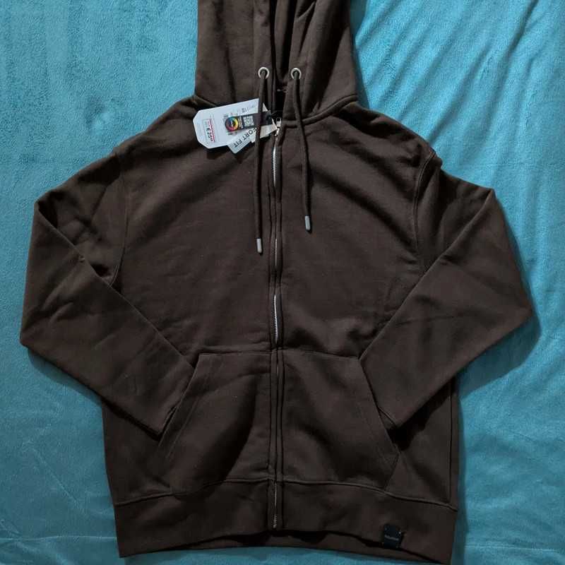 Pull & Bear Zip-Up Hoodie Castanho XS