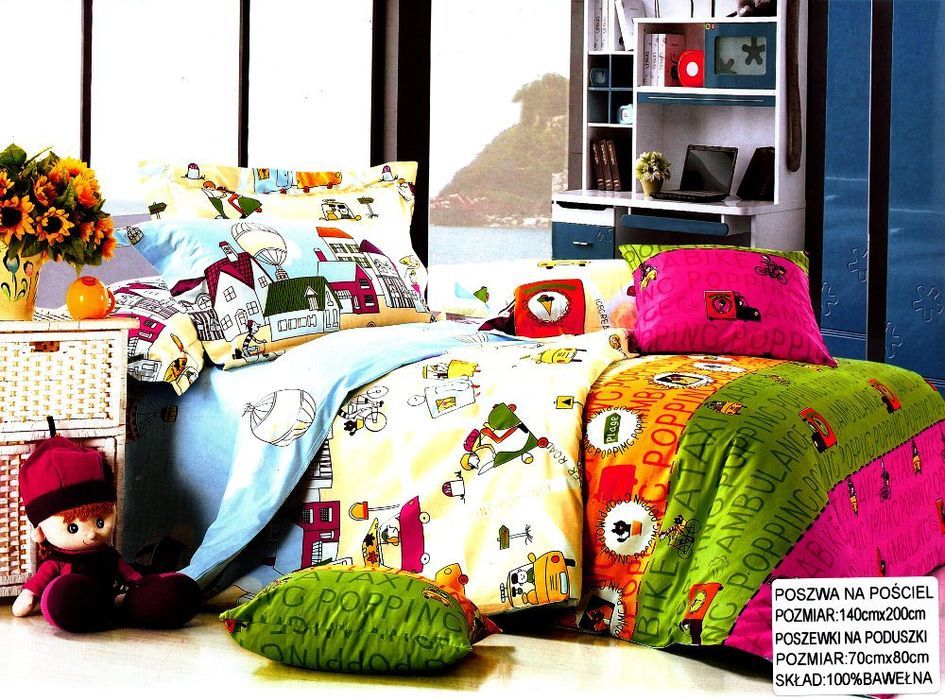 Pościel Dziecięca Kolorowa 140x200 Collection World 100% Bawełna