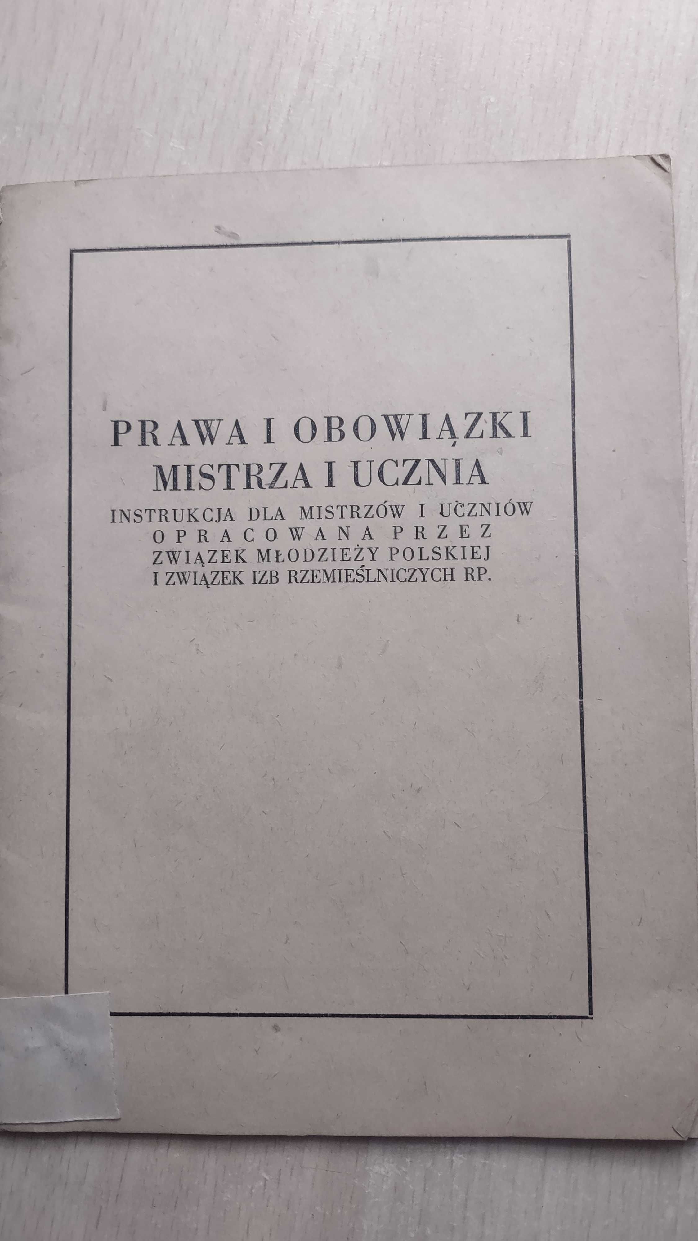 dokument -instrukcja dla mistrza i ucznia 1949r.