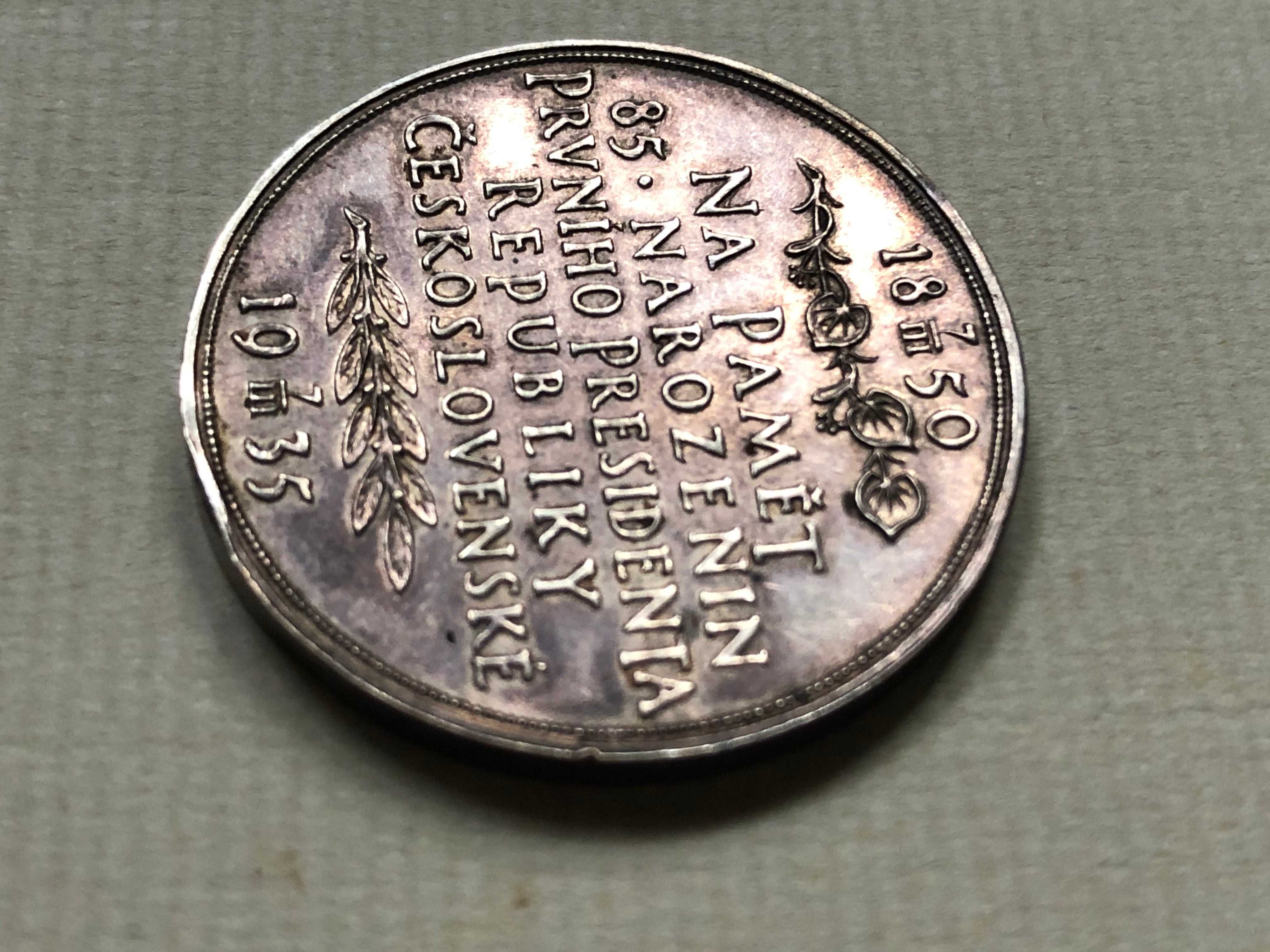 Жетон 1935г. в честь юбилея Т.Масарик 85летие серебро 987 UNC-
