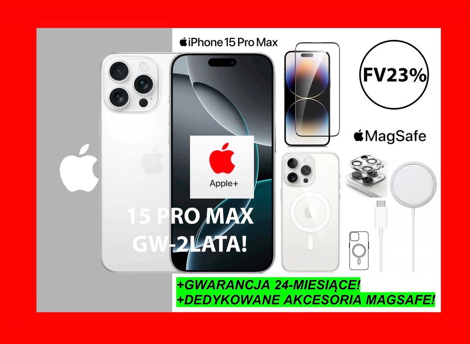 NOWY Apple iPhone 15 PRO MAX 256GB Biały White DODATKI GW-2LATA! FV23%