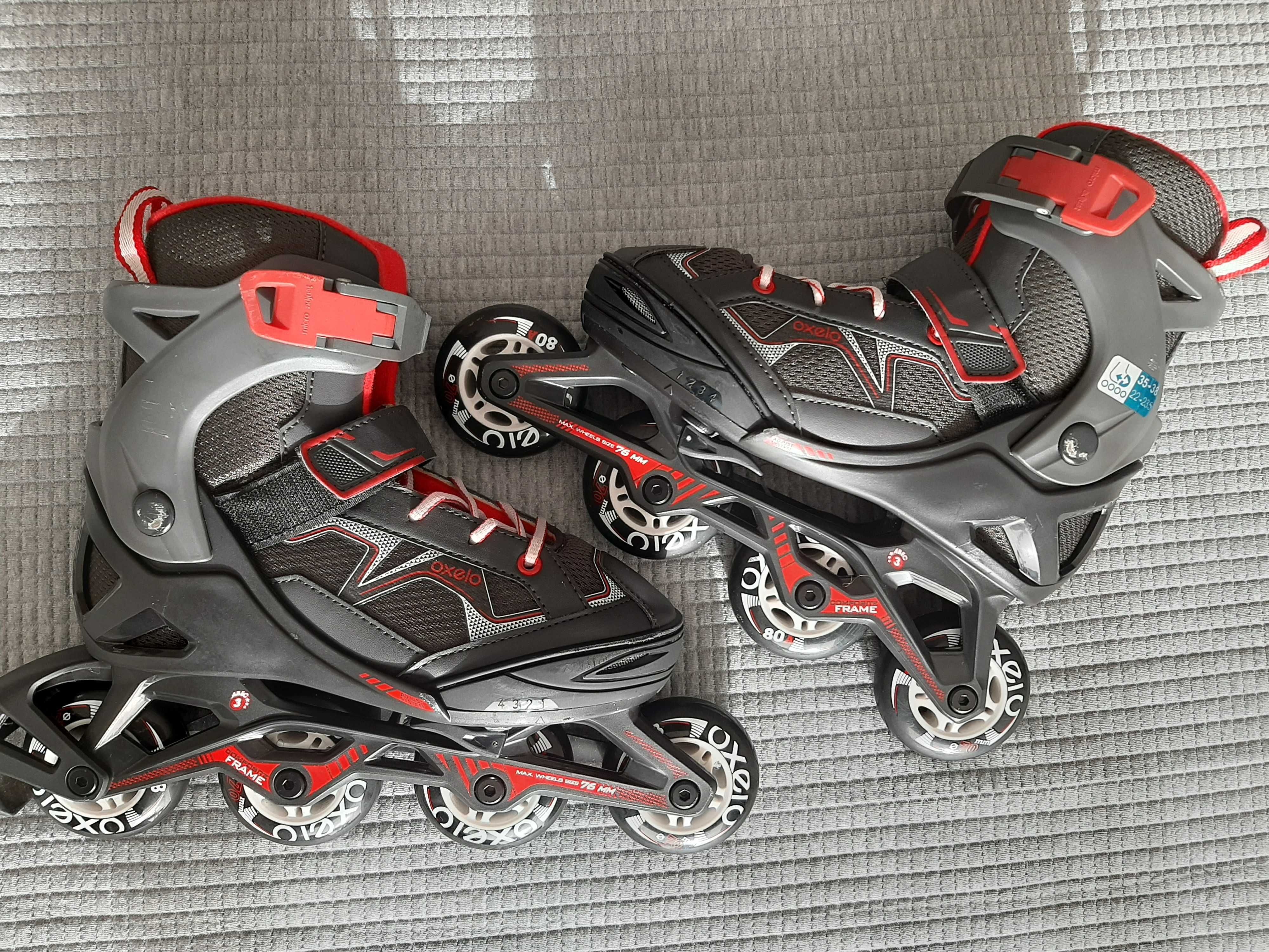 Patins em linha OXELO (ajustáveis 35-38 ) + Saco + Equip. Proteção