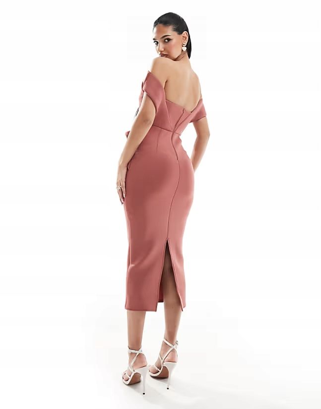 Asos Design 42 Xl Sukienka Rose Stylowa Scuba J27859
