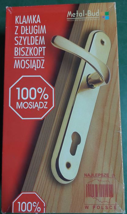 Klamka mosiężna z długim szyldem wewnętrzna Metal-Bud (nowa)