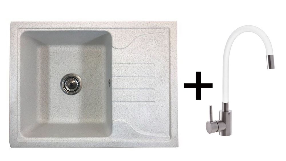 Комплект мийка кухонна гранітна QW67 + кран у подарунок мойка кухонная