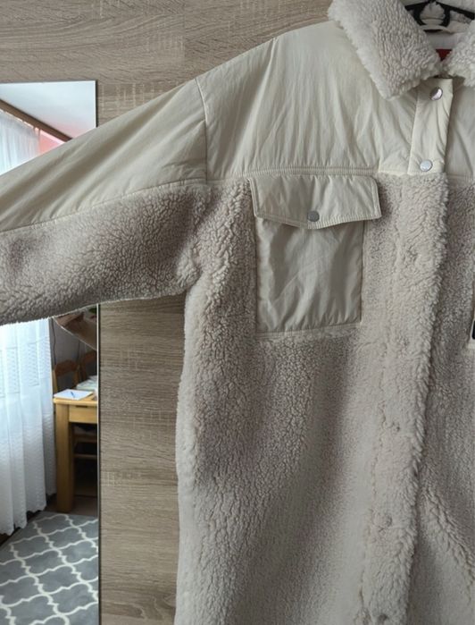 Kurtka Oversize z  Pikowaną Podszewką