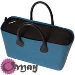 Czarny organizer do OBAG CITY struktura plecionka 2 kieszenie OMAY