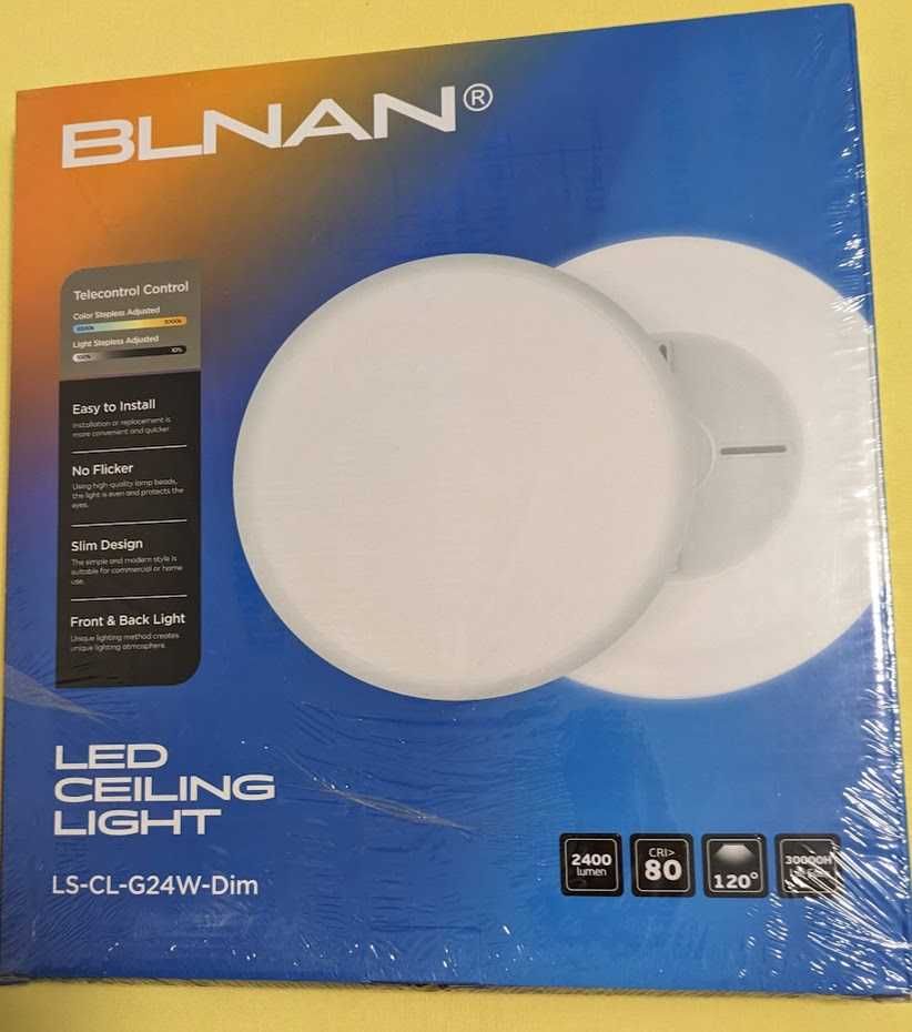Plafon lampa LED 30cm 24W 3 tryby barwy regulacja jasności pilot, nowy