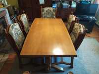 Stół dębowy stylowy i 6 krzeseł