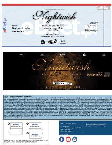 Bilet Nightwish Gliwice 14.12.2022