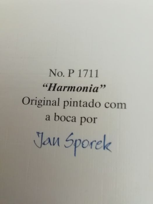 Postal pintado com a boca, para coleção