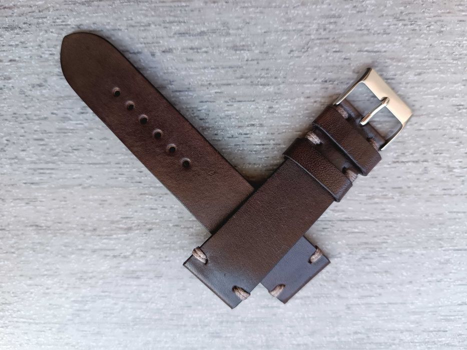 Skórzany pasek zegarka 21/20 mm brąz wenge S/M