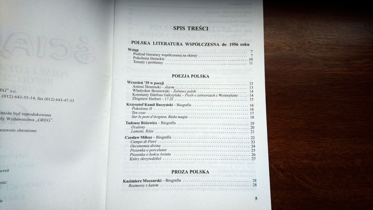 Ściąga greg szkoła średnia Polska literatura współczesna PRZESYŁKA 1ZL