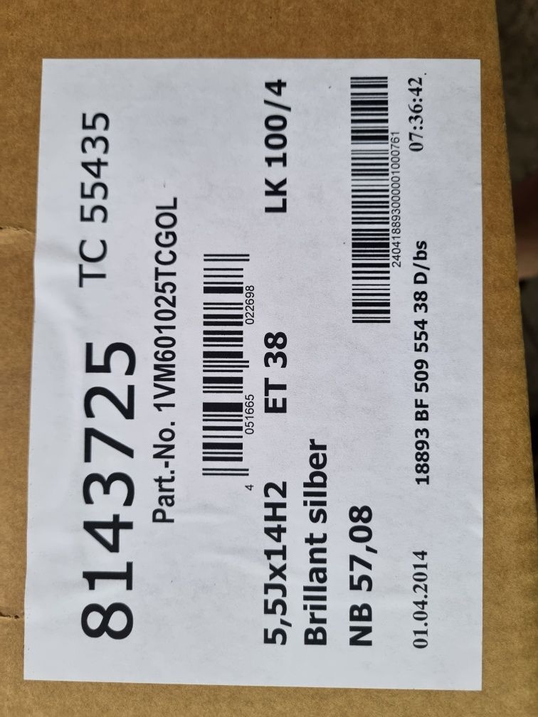 4x100 14 Nowe felgi aluminiowe Seat Mii VW UP Skoda Citygo