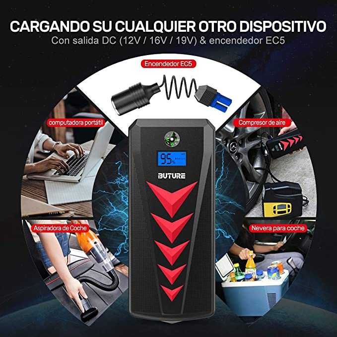 Arrancador de carros Buture 2000 A / 22.000 mAh, 12 V