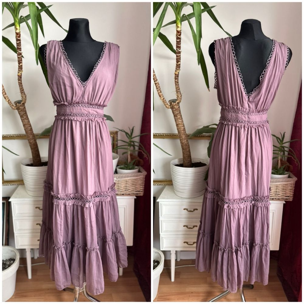 szyfonowa sukienka midi midaxi 3 xl 46 44 xxl asos luxe wrzosowa